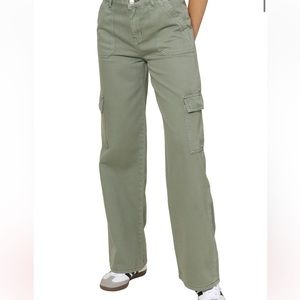 Army Green High Rise Utility Cargo Jeans
